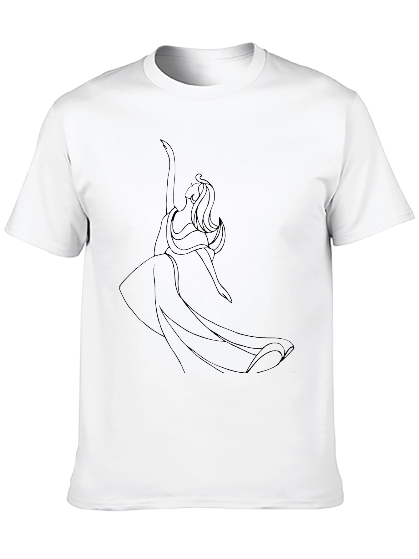 Elegant Line Art Black T-Shirt