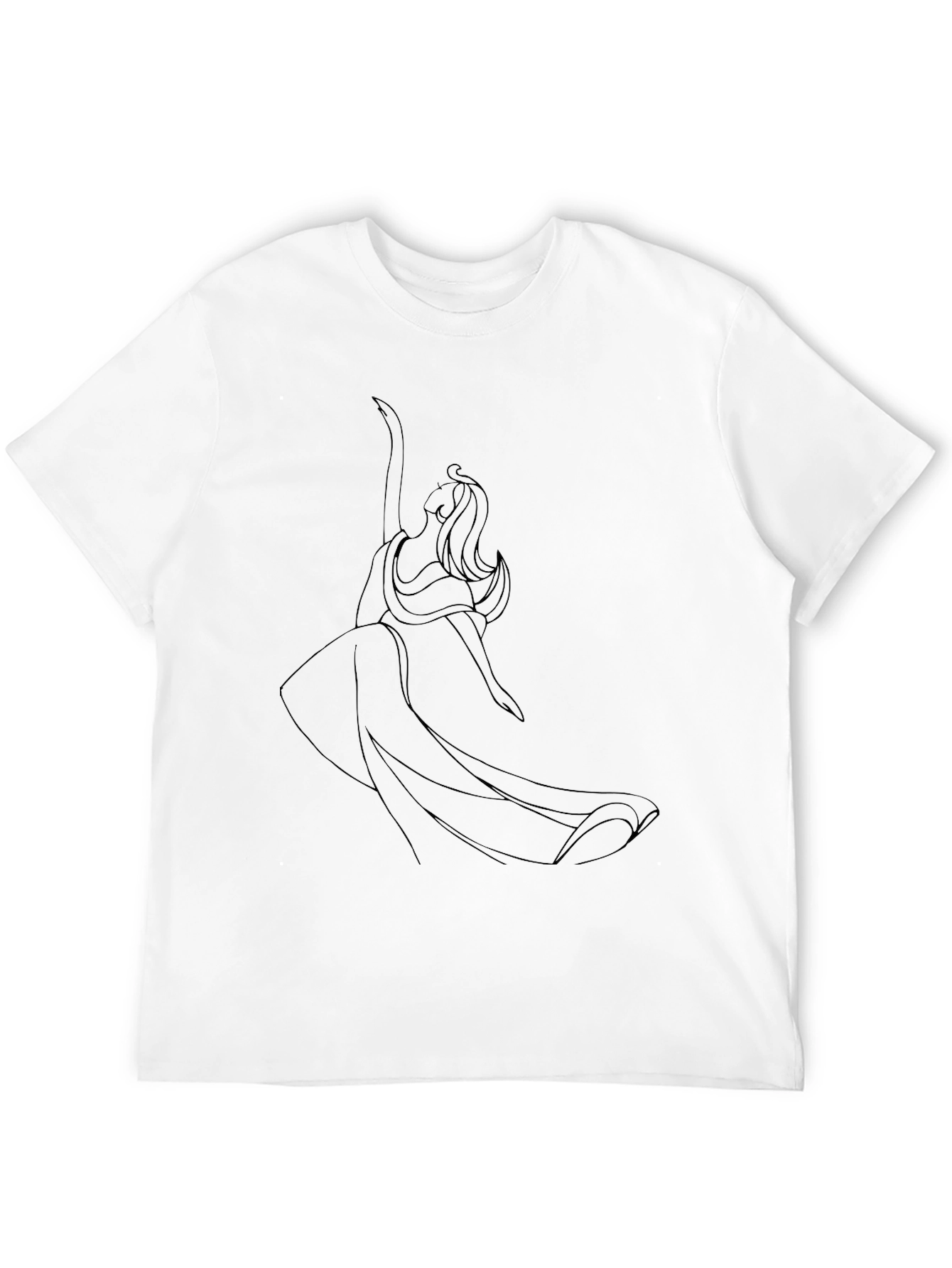 Elegant Line Art Black T-Shirt