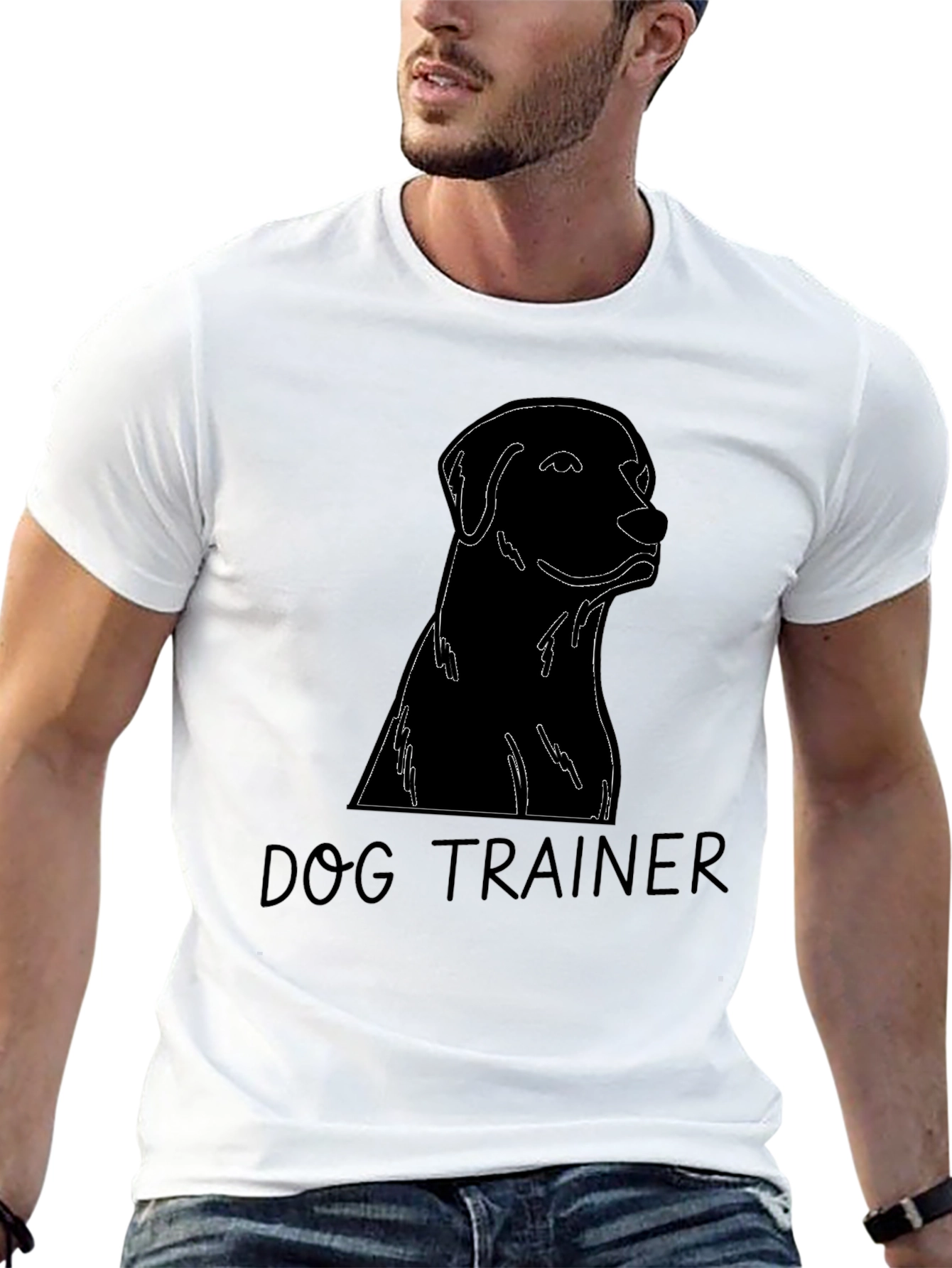 Dog Trainer Black T-Shirt Labrador Silhouette