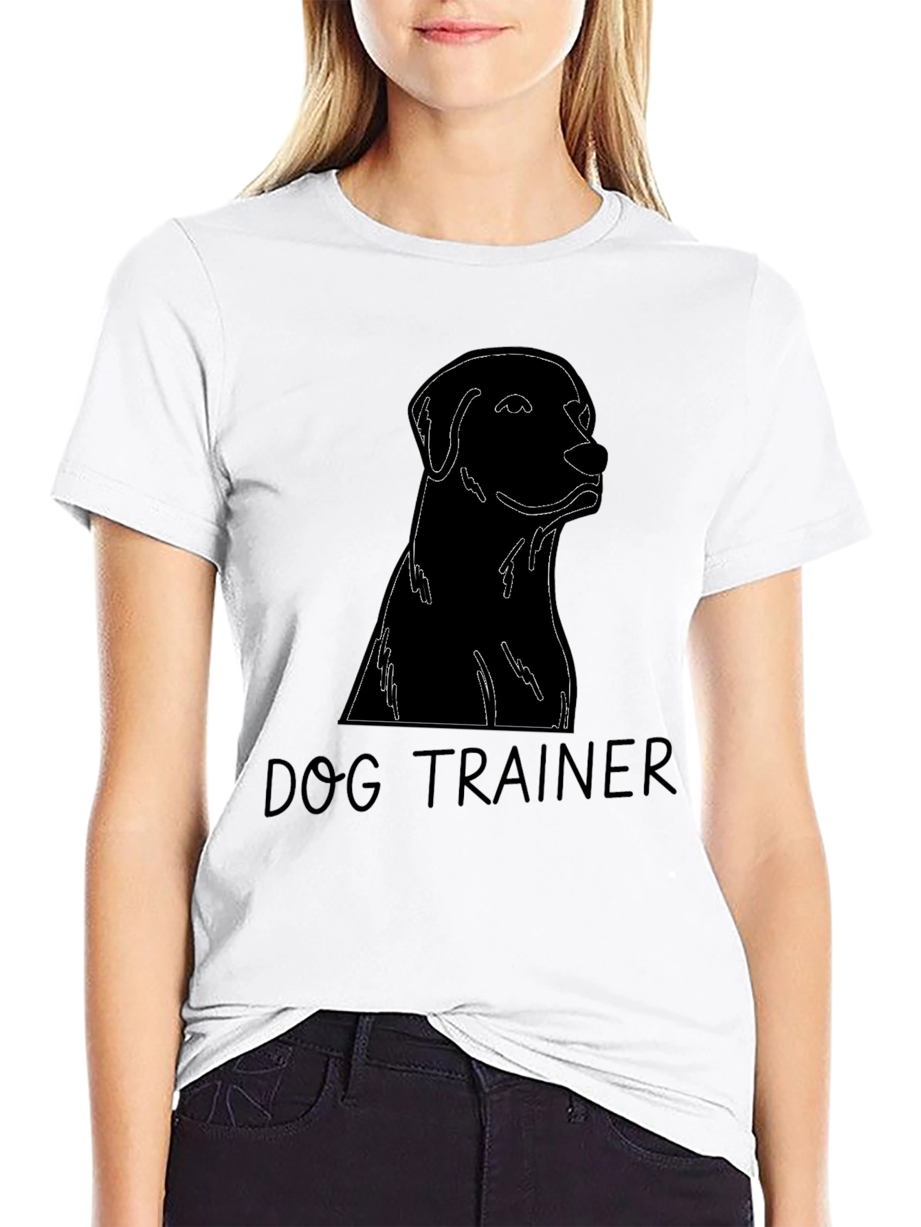 Dog Trainer Black T-Shirt Labrador Silhouette