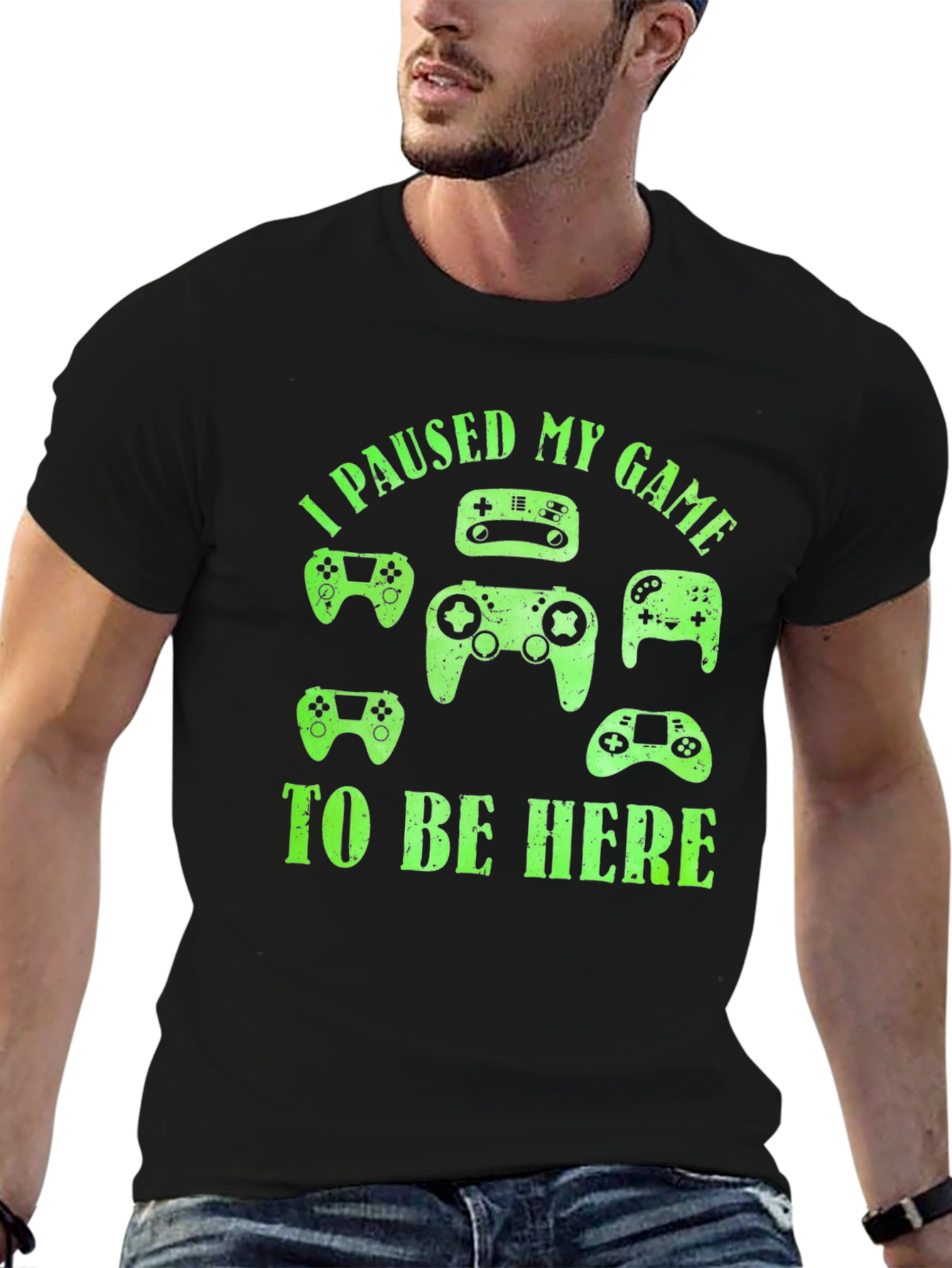 I Paused My Game To Be Here Black T-Shirt
