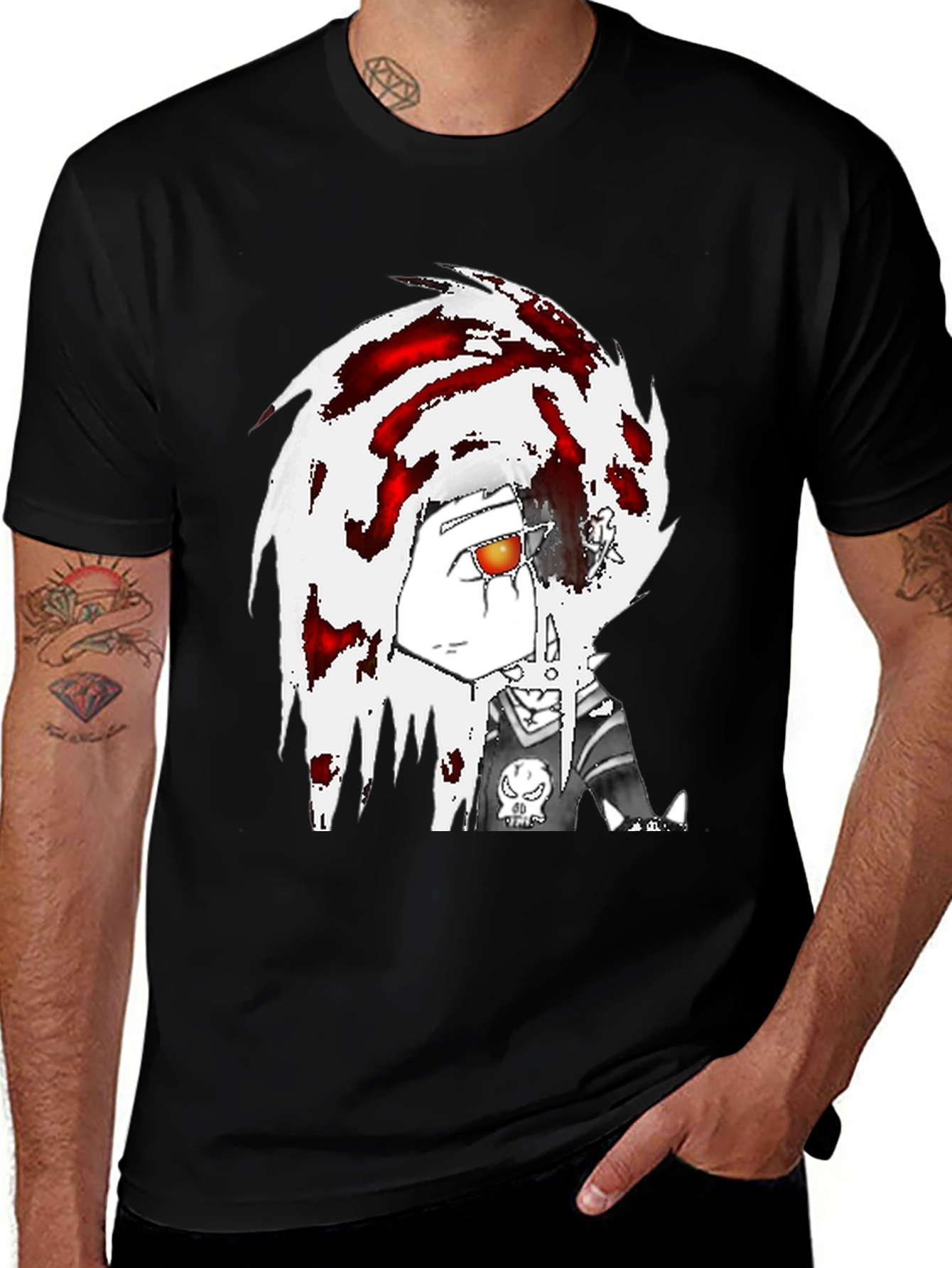 Emo Anime Graphic Black T-Shirt