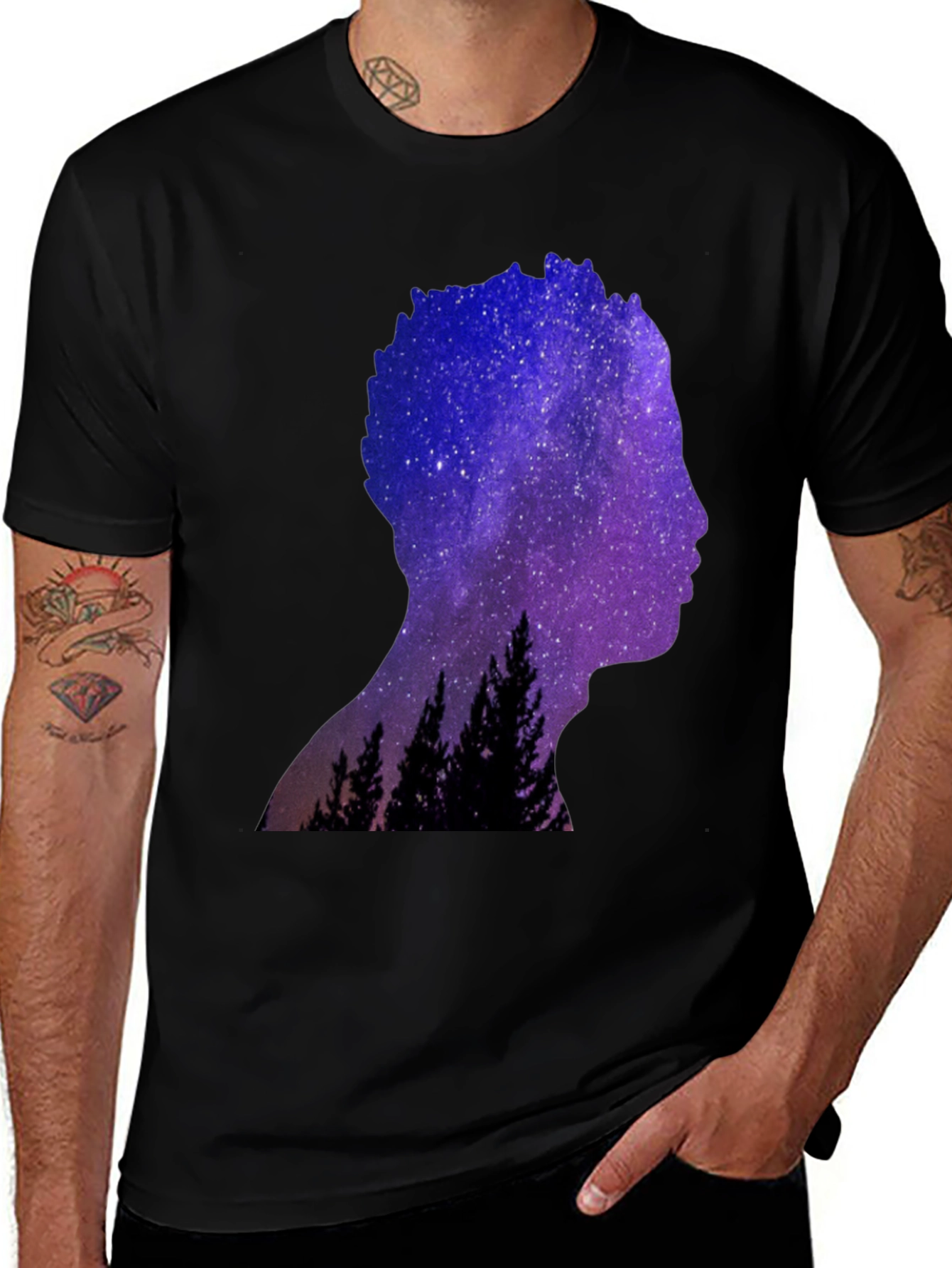 Galaxy Silhouette Graphic Tee - Mens Black T-Shirt