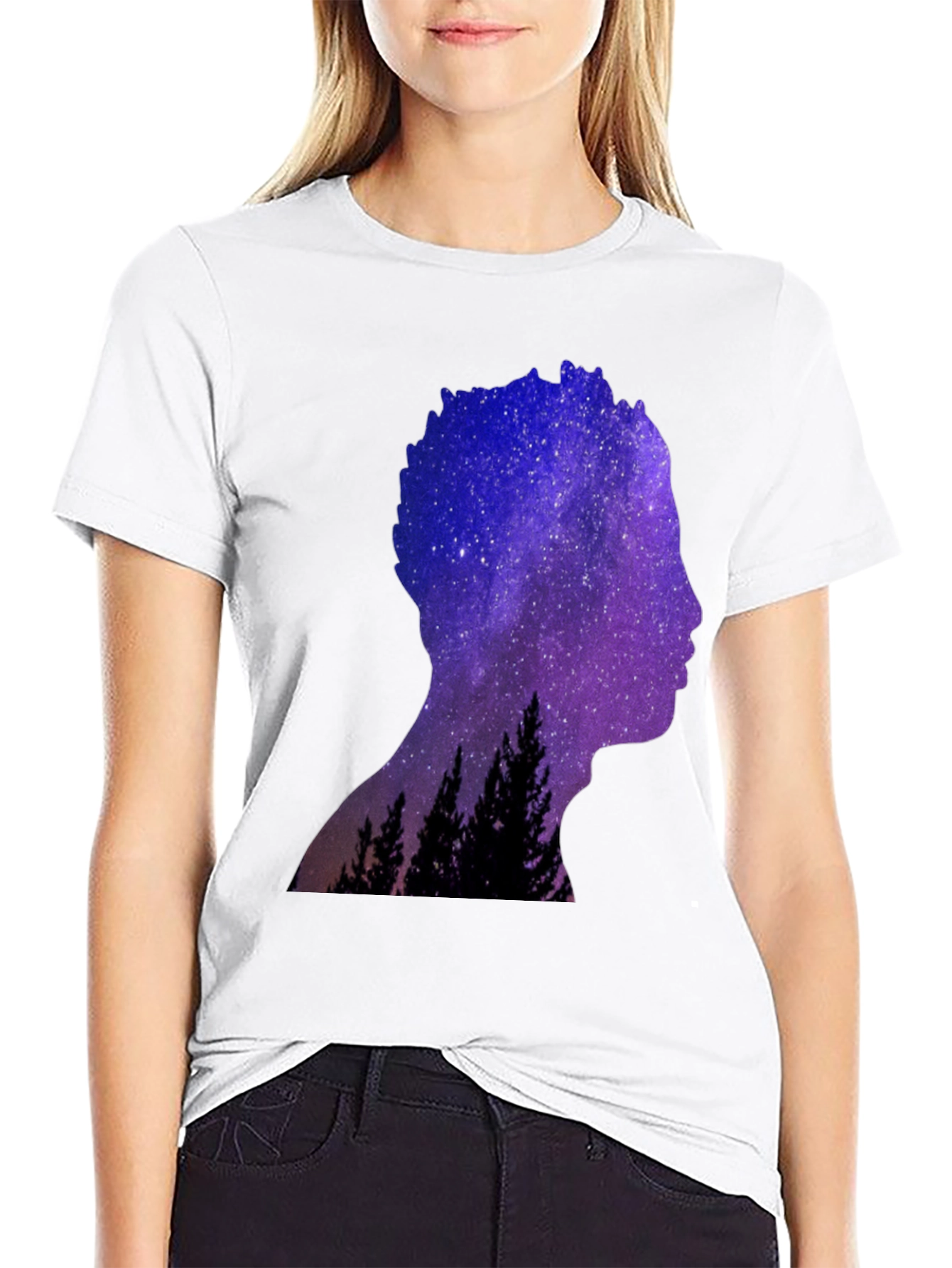 Galaxy Silhouette Graphic Tee - Mens Black T-Shirt
