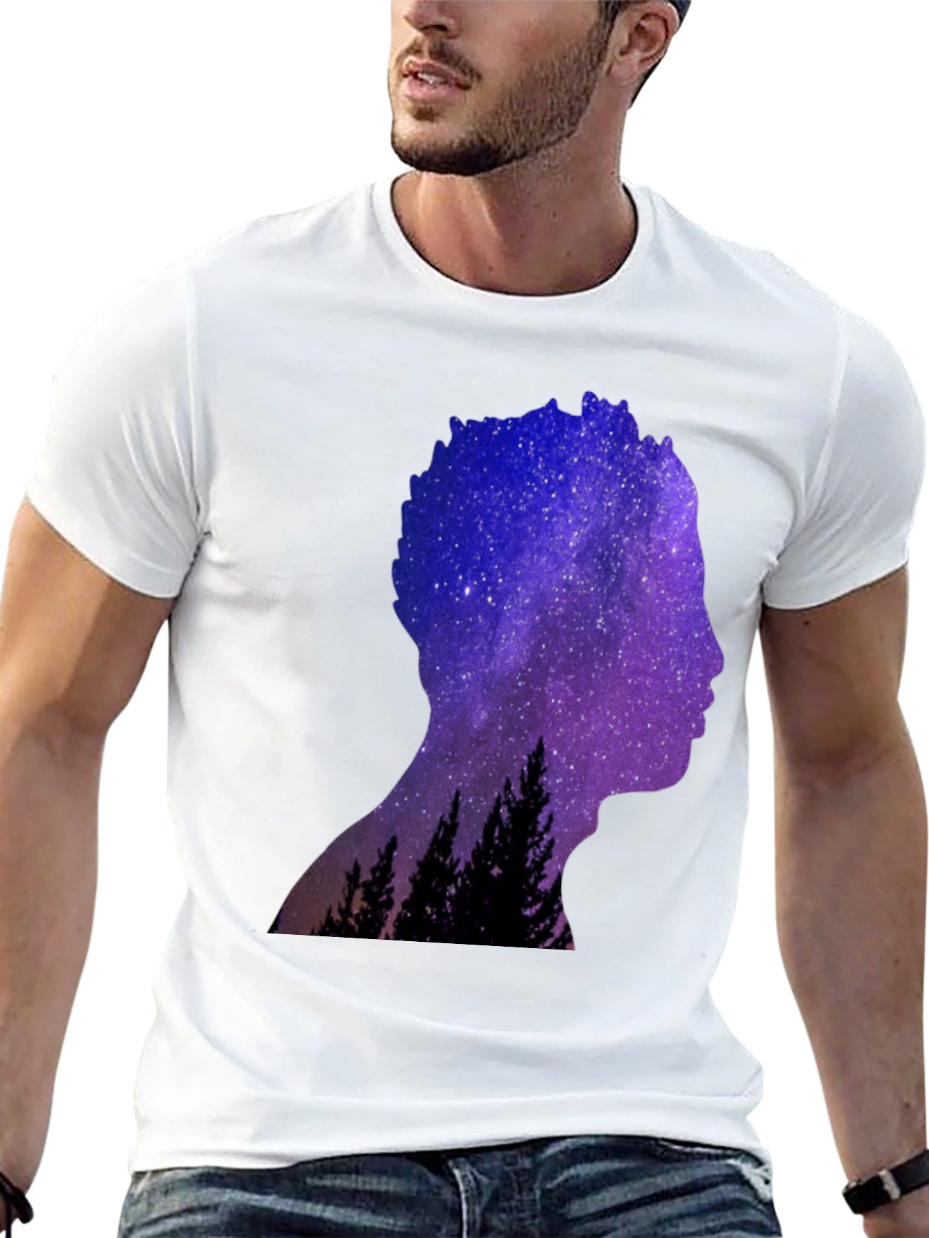 Galaxy Silhouette Graphic Tee - Mens Black T-Shirt