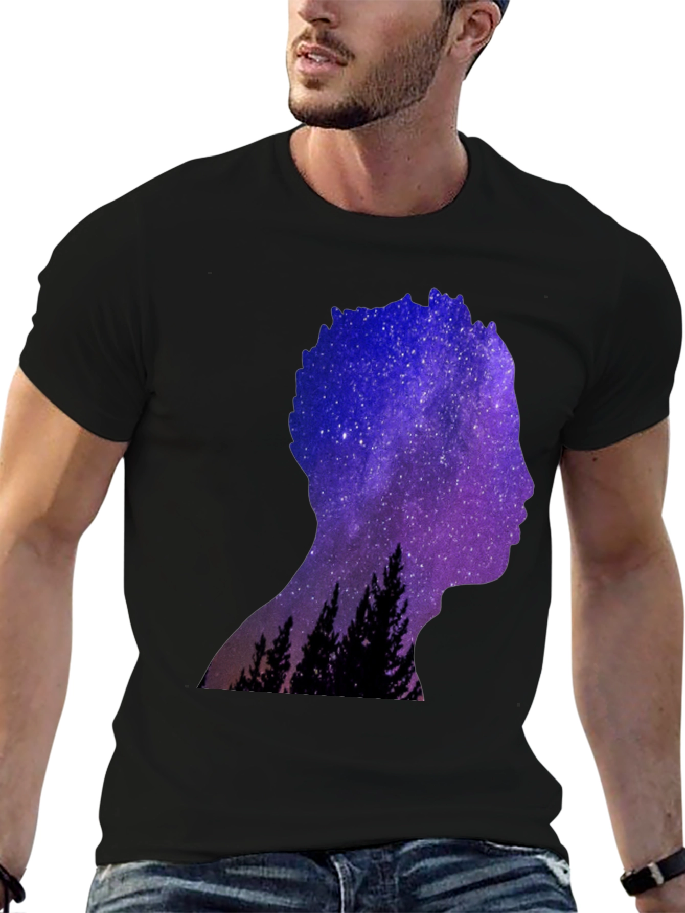 Galaxy Silhouette Graphic Tee - Mens Black T-Shirt