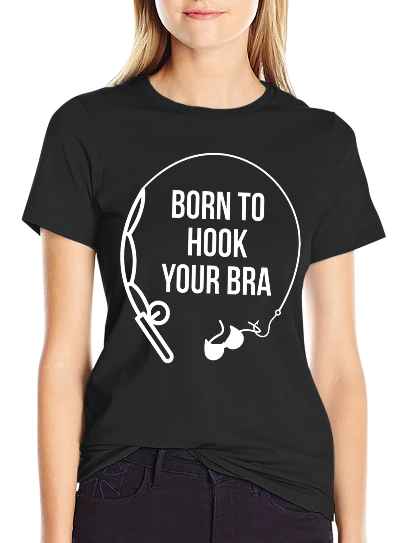 Born To Hook Your Bra Funny Fishing T-Shirt