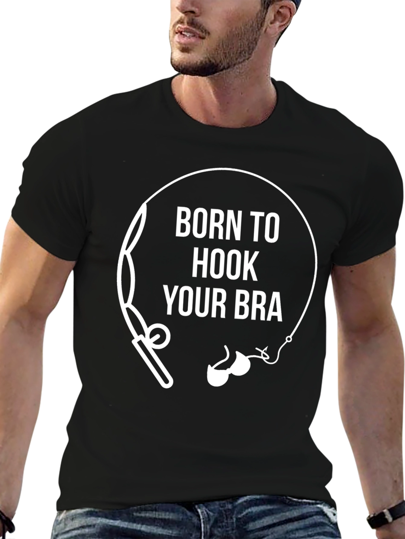 Born To Hook Your Bra Funny Fishing T-Shirt