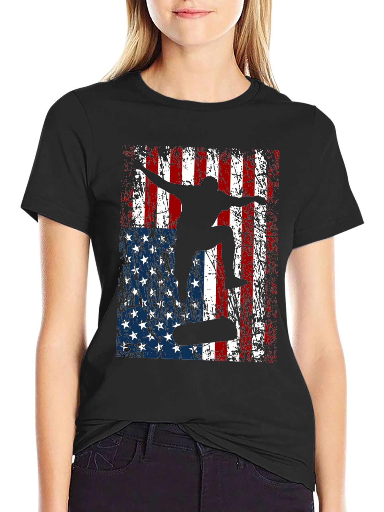 Skateboarding American Flag Graphic Tee