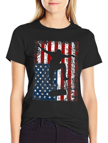 Skateboarding American Flag Graphic Tee