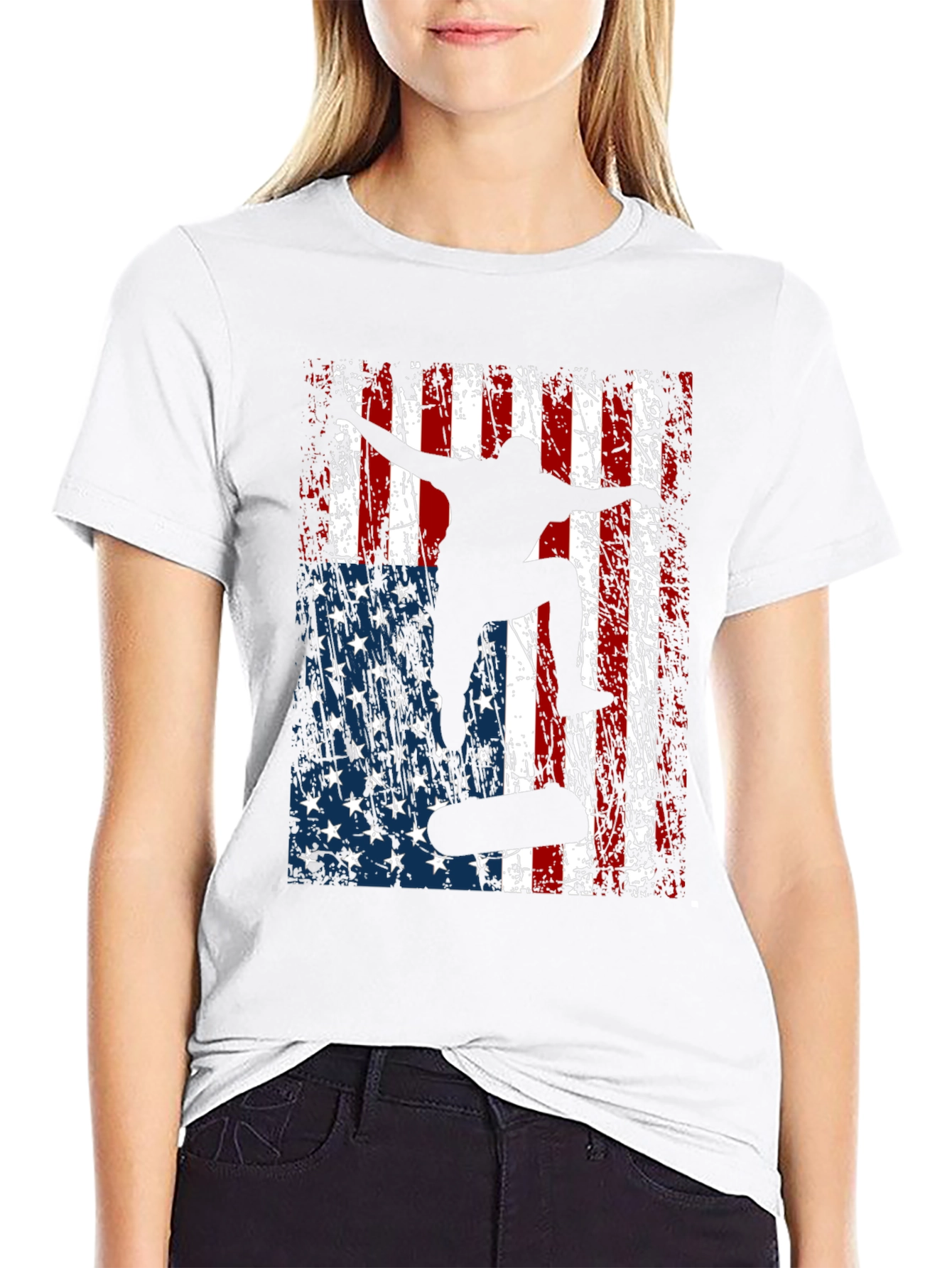 Skateboarding American Flag Graphic Tee