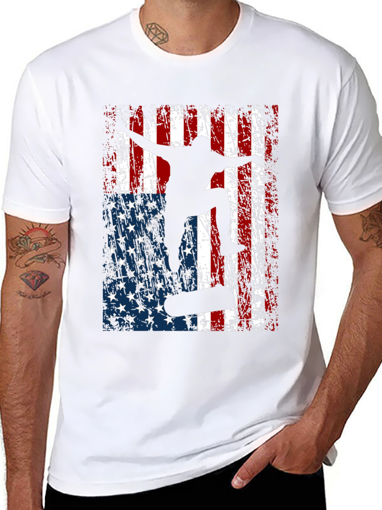 Skateboarding American Flag Graphic Tee