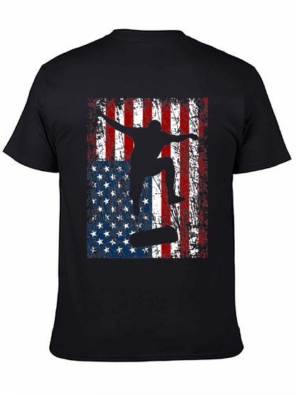 Skateboarding American Flag Graphic Tee