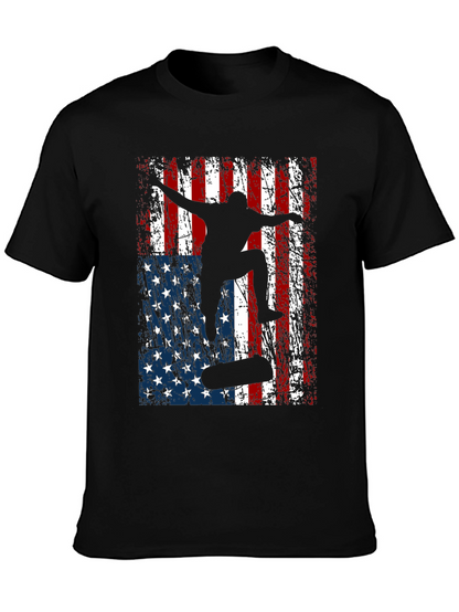 Skateboarding American Flag Graphic Tee