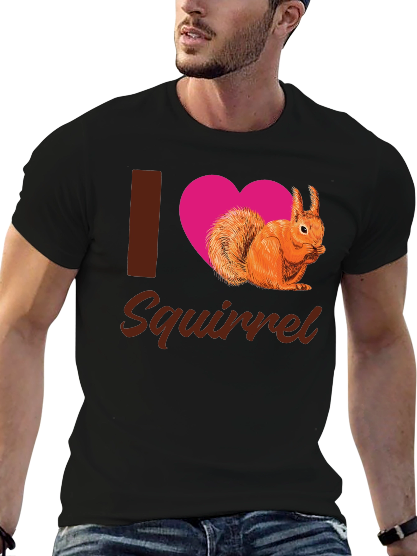 I Heart Squirrel Black T-Shirt