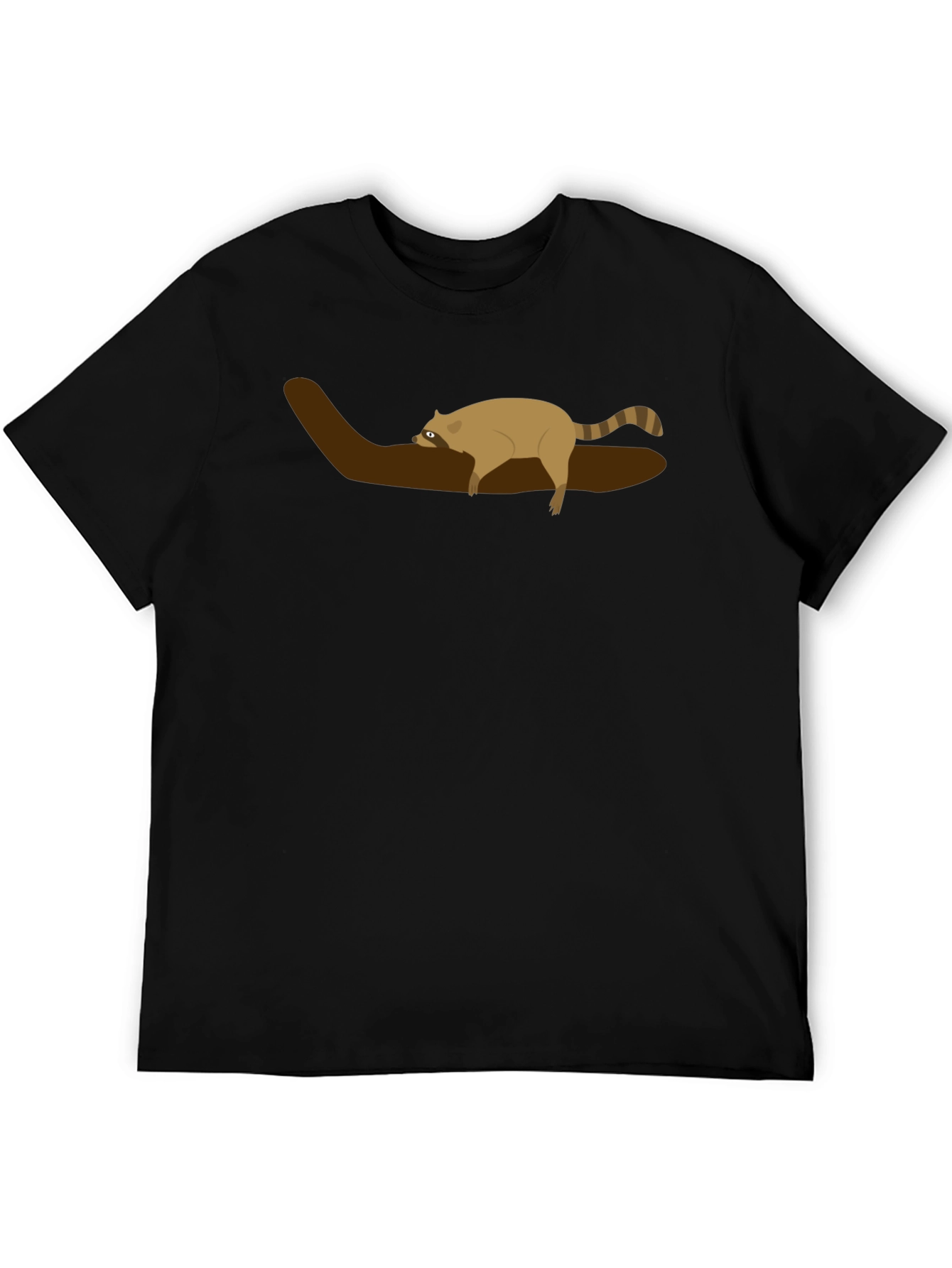 Raccoon on Branch Graphic Tee - Unisex Black T-Shirt