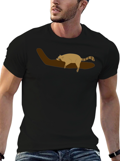 Raccoon on Branch Graphic Tee - Unisex Black T-Shirt