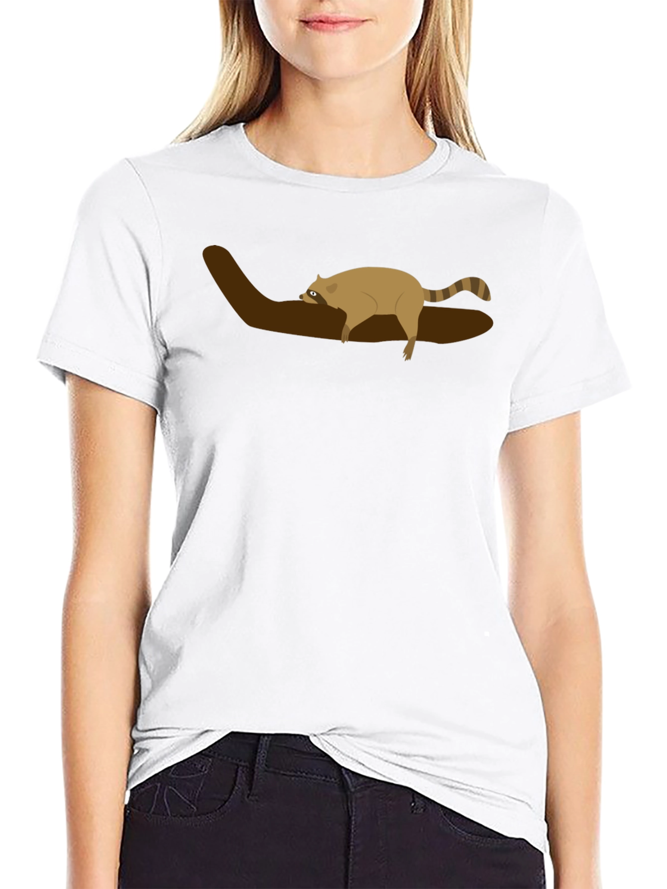 Raccoon on Branch Graphic Tee - Unisex Black T-Shirt