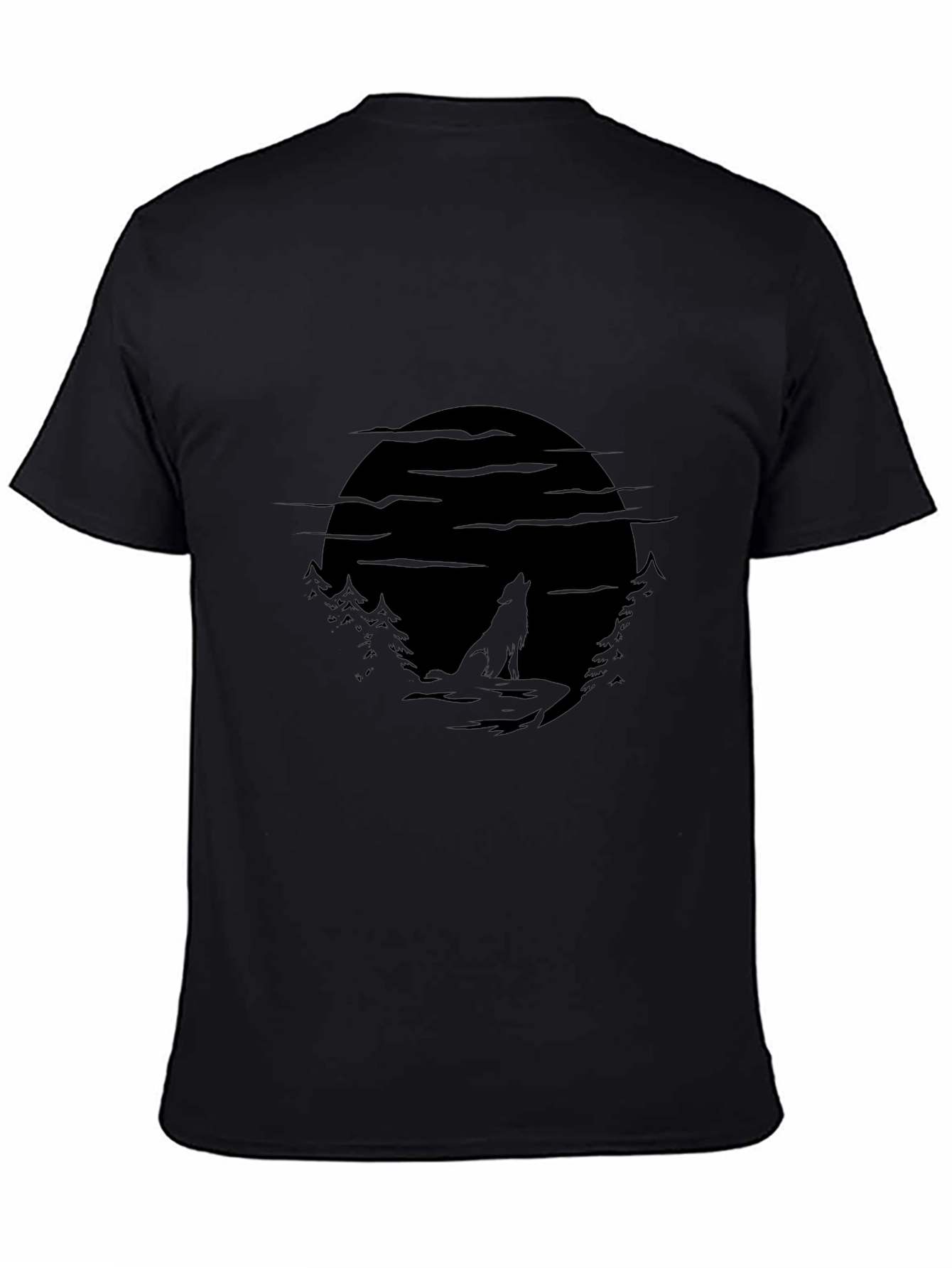 Wolf Moon Silhouette Black T-Shirt