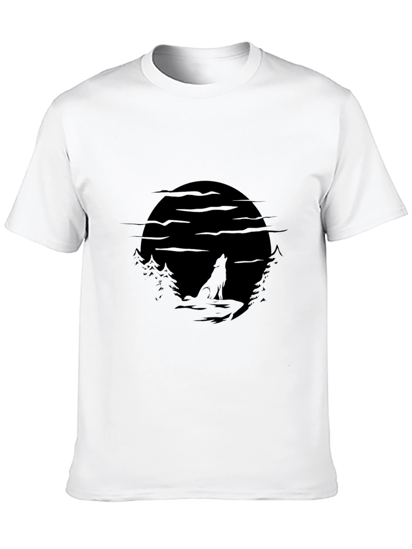 Wolf Moon Silhouette Black T-Shirt