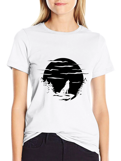 Wolf Moon Silhouette Black T-Shirt