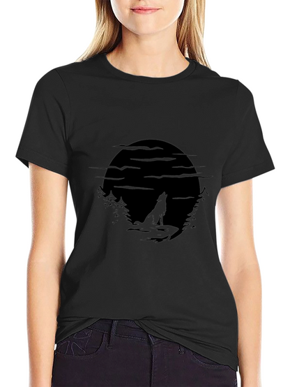 Wolf Moon Silhouette Black T-Shirt