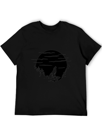 Wolf Moon Silhouette Black T-Shirt