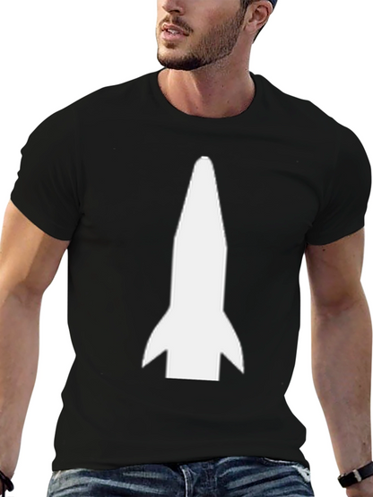 Rocket Graphic Tee - Black Cotton Blend Shirt