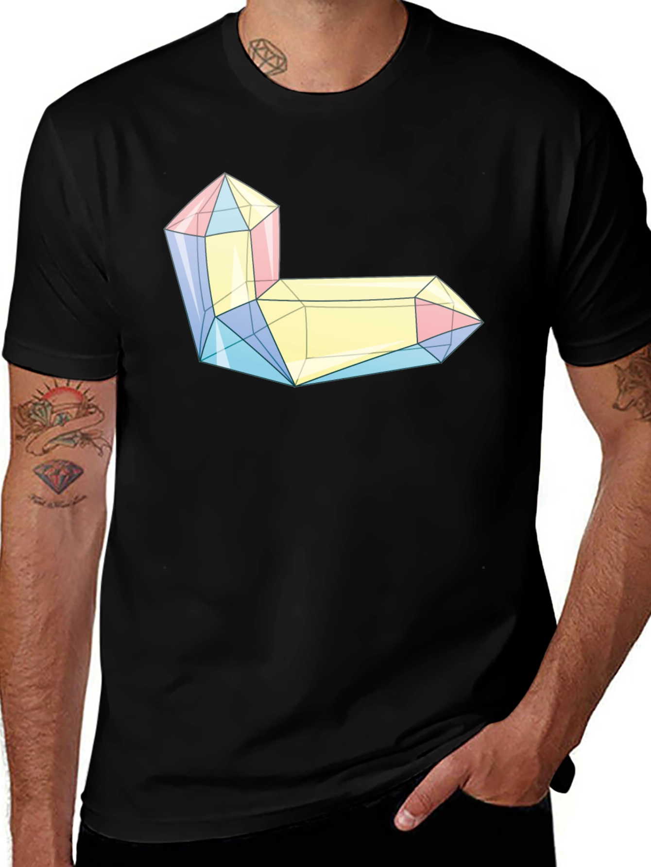 Geometric Crystal Graphic Tee - Modern Style