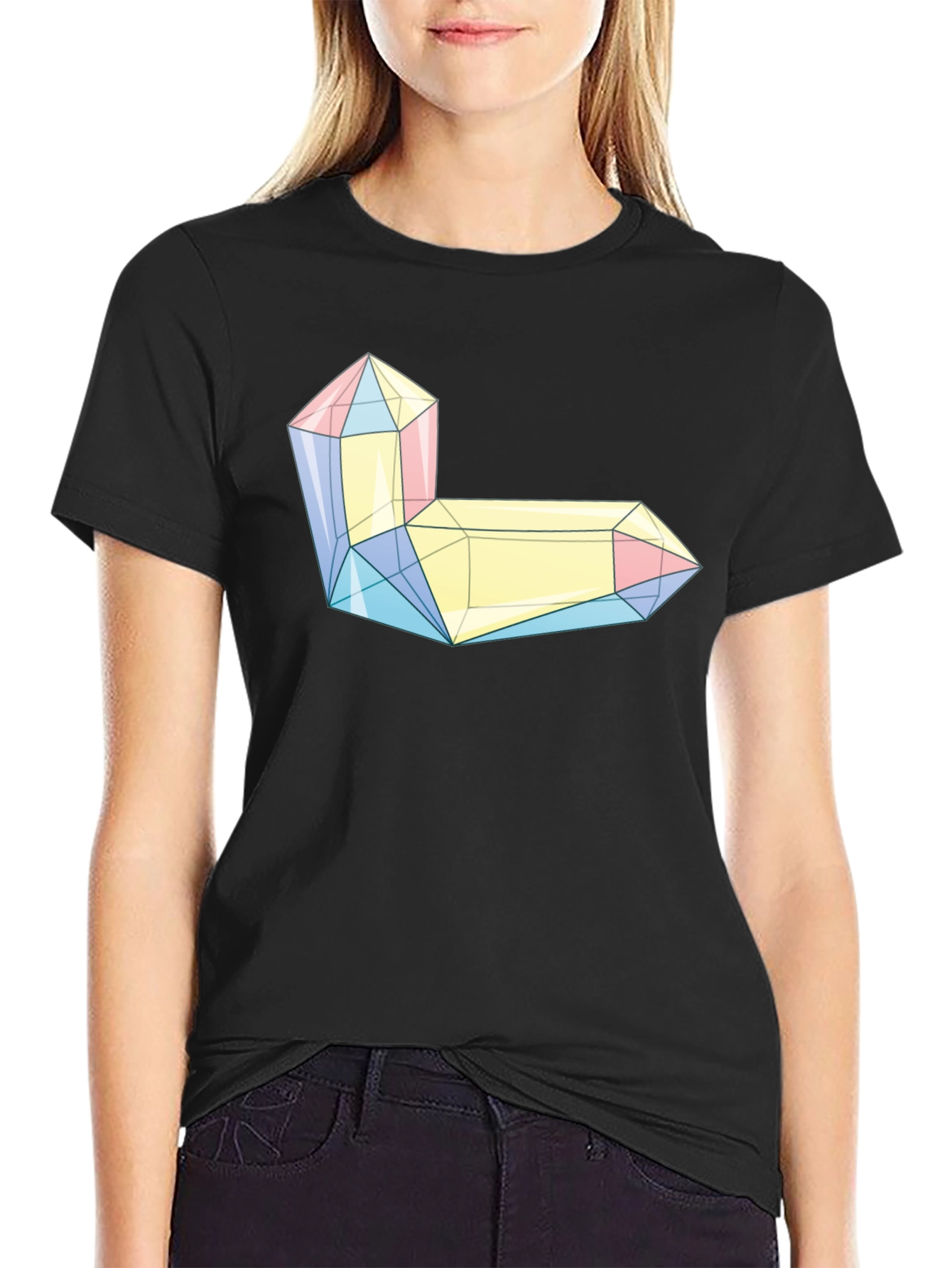 Geometric Crystal Graphic Tee - Modern Style