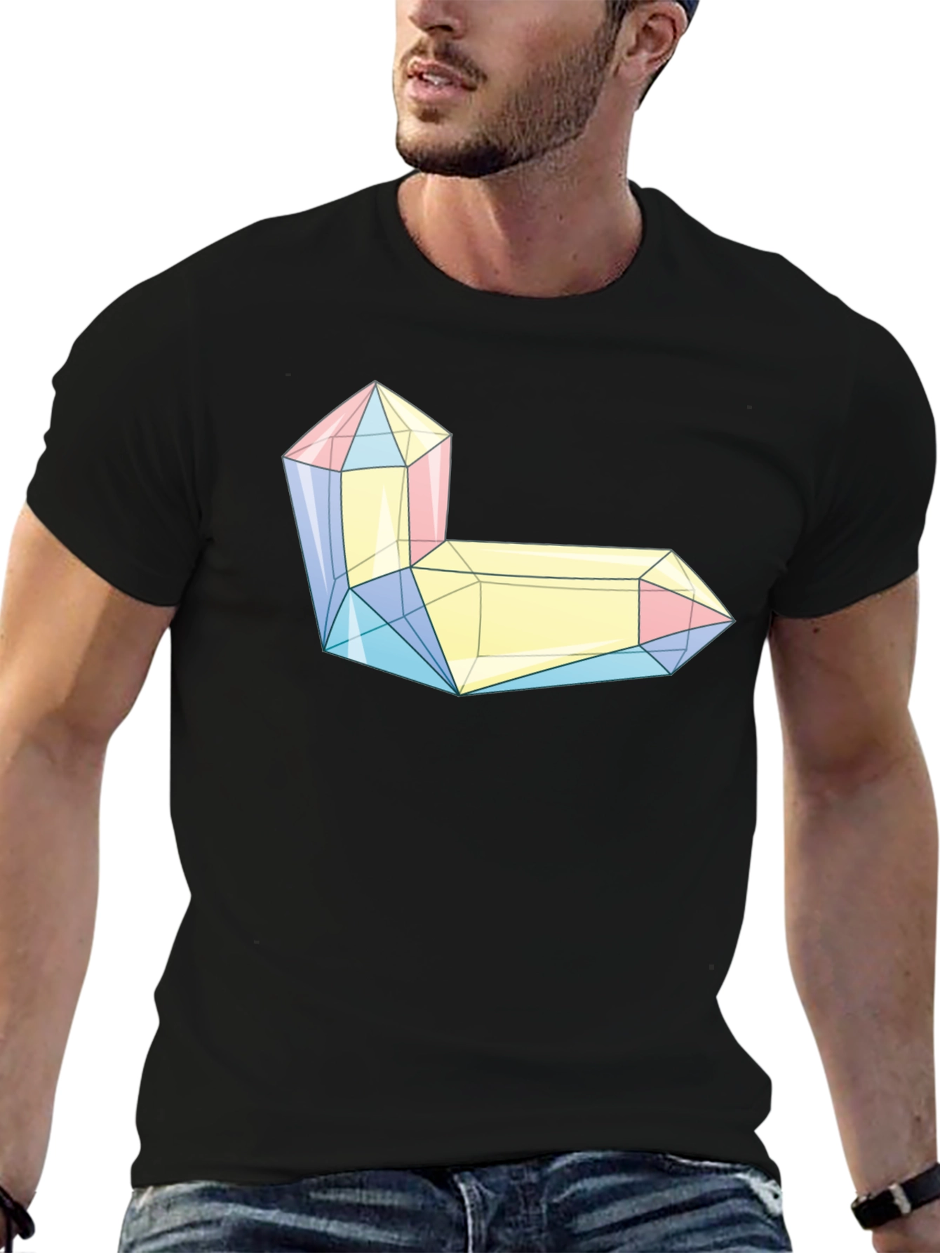 Geometric Crystal Graphic Tee - Modern Style