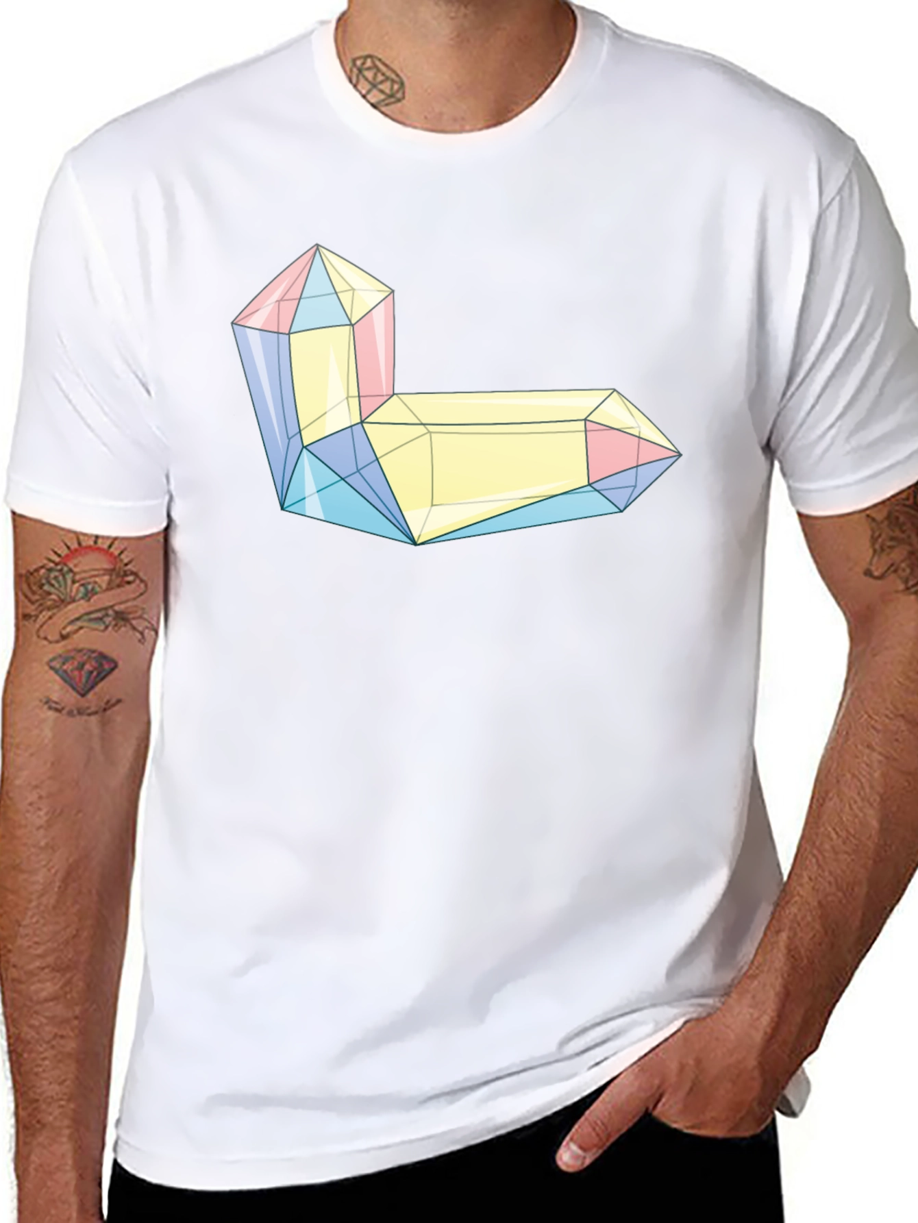 Geometric Crystal Graphic Tee - Modern Style