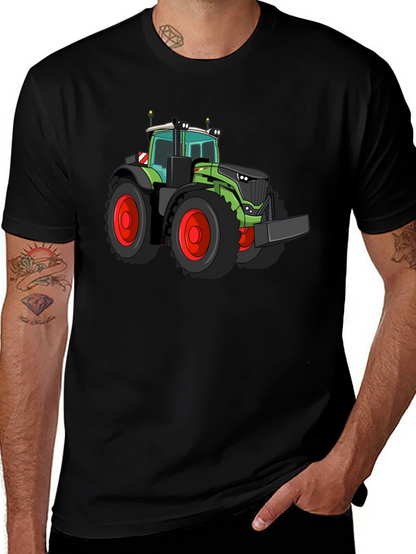 Tractor Graphic Tee - Bold Black Cotton Shirt