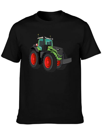 Tractor Graphic Tee - Bold Black Cotton Shirt