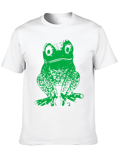 Green Frog Graphic Print Black T-Shirt