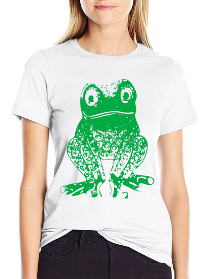 Green Frog Graphic Print Black T-Shirt