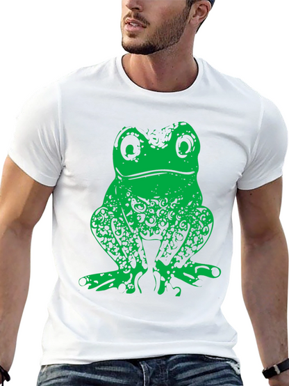 Green Frog Graphic Print Black T-Shirt
