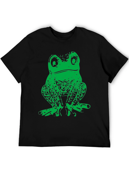 Green Frog Graphic Print Black T-Shirt