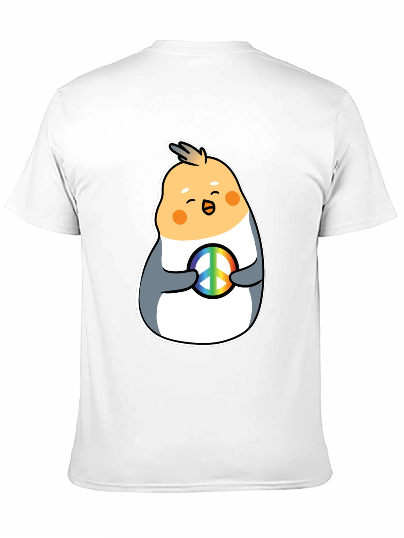 Cockatiel Peace Sign Graphic Tee - Black Cotton Blend