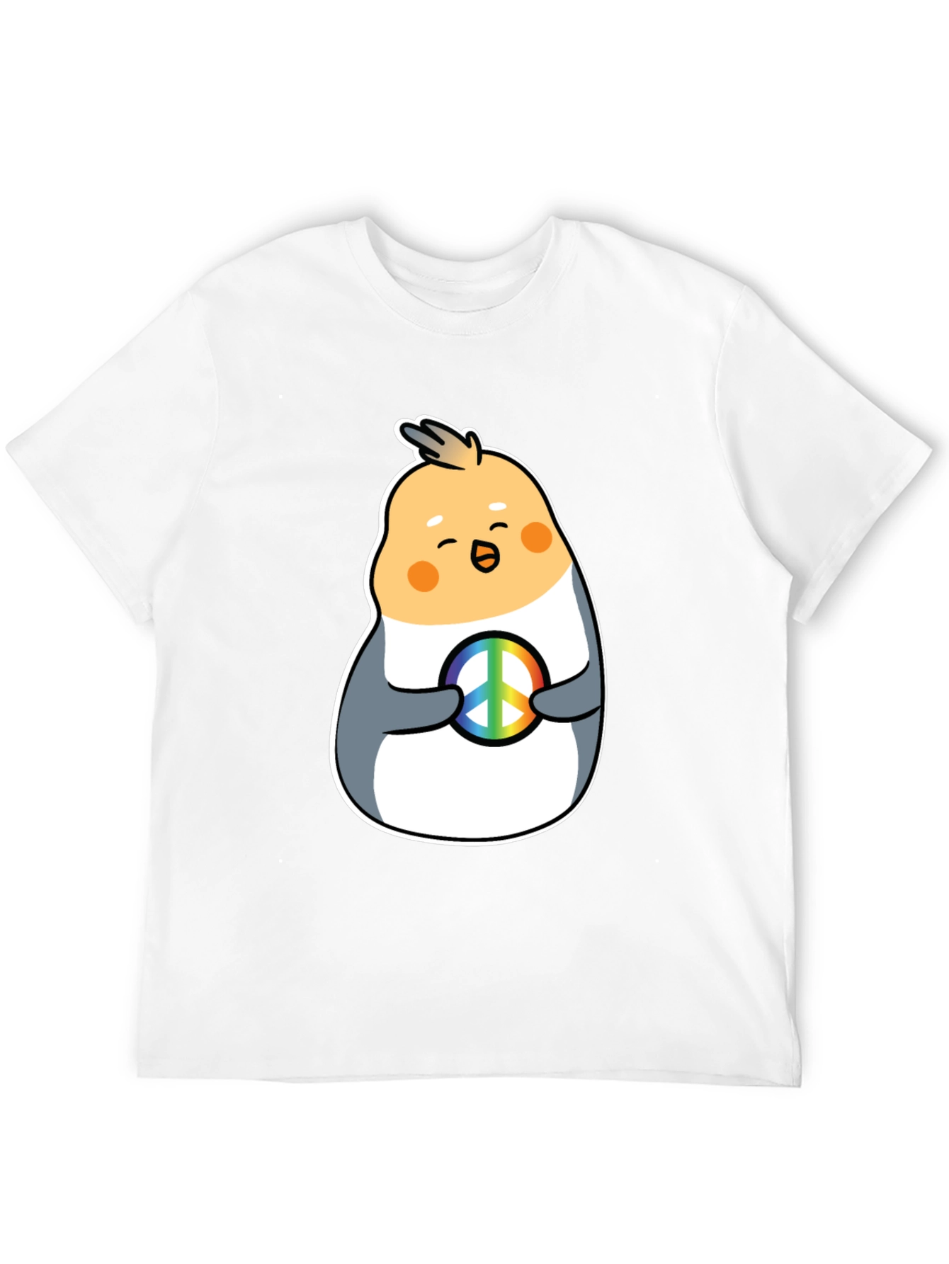 Cockatiel Peace Sign Graphic Tee - Black Cotton Blend