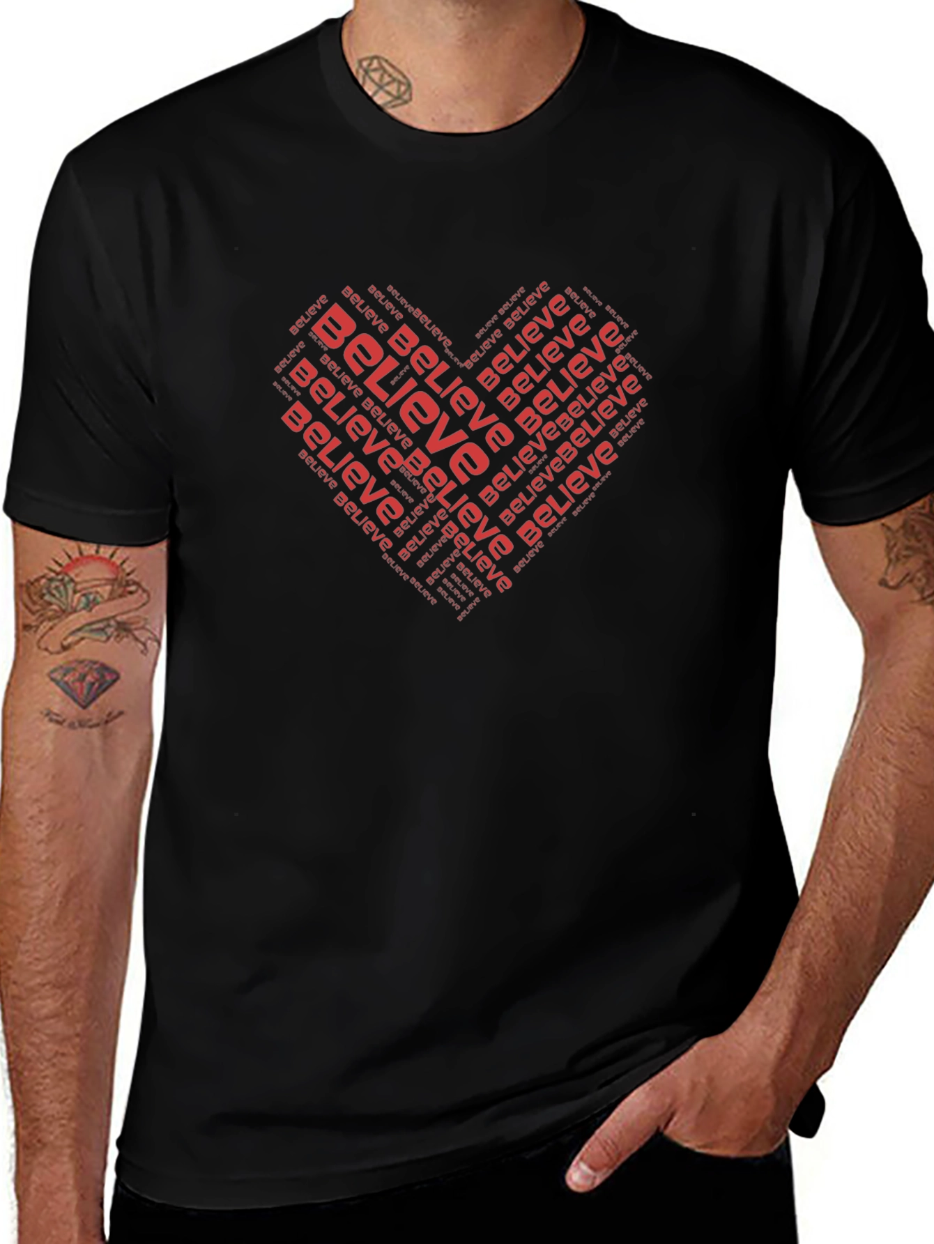 Believe Heart Graphic Black T-Shirt