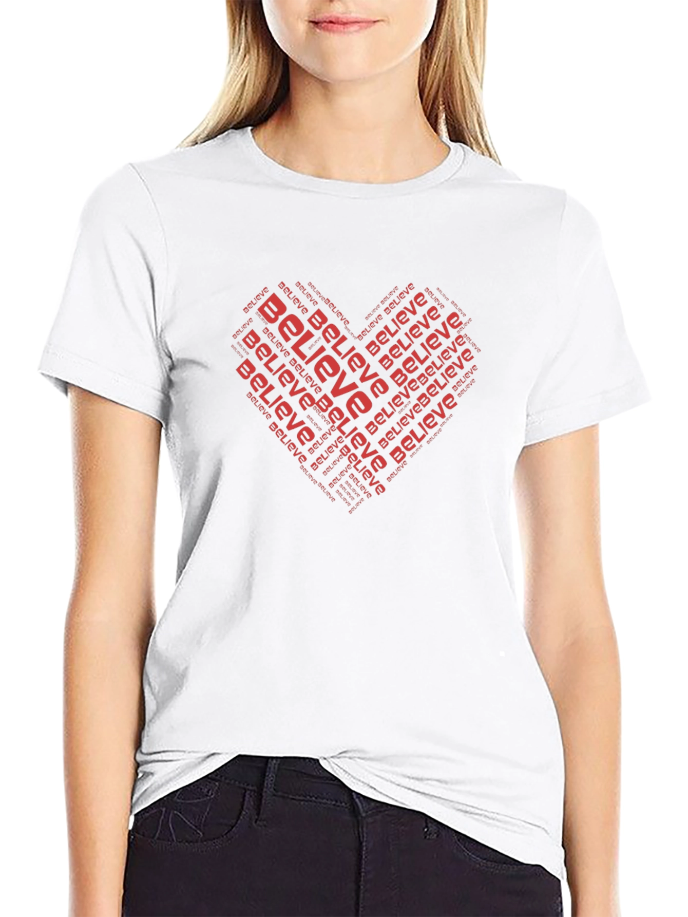 Believe Heart Graphic Black T-Shirt