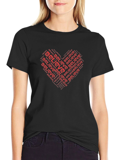Believe Heart Graphic Black T-Shirt