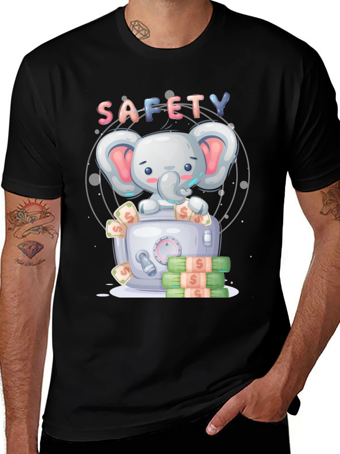 Safety First Cartoon Elephant T-Shirt