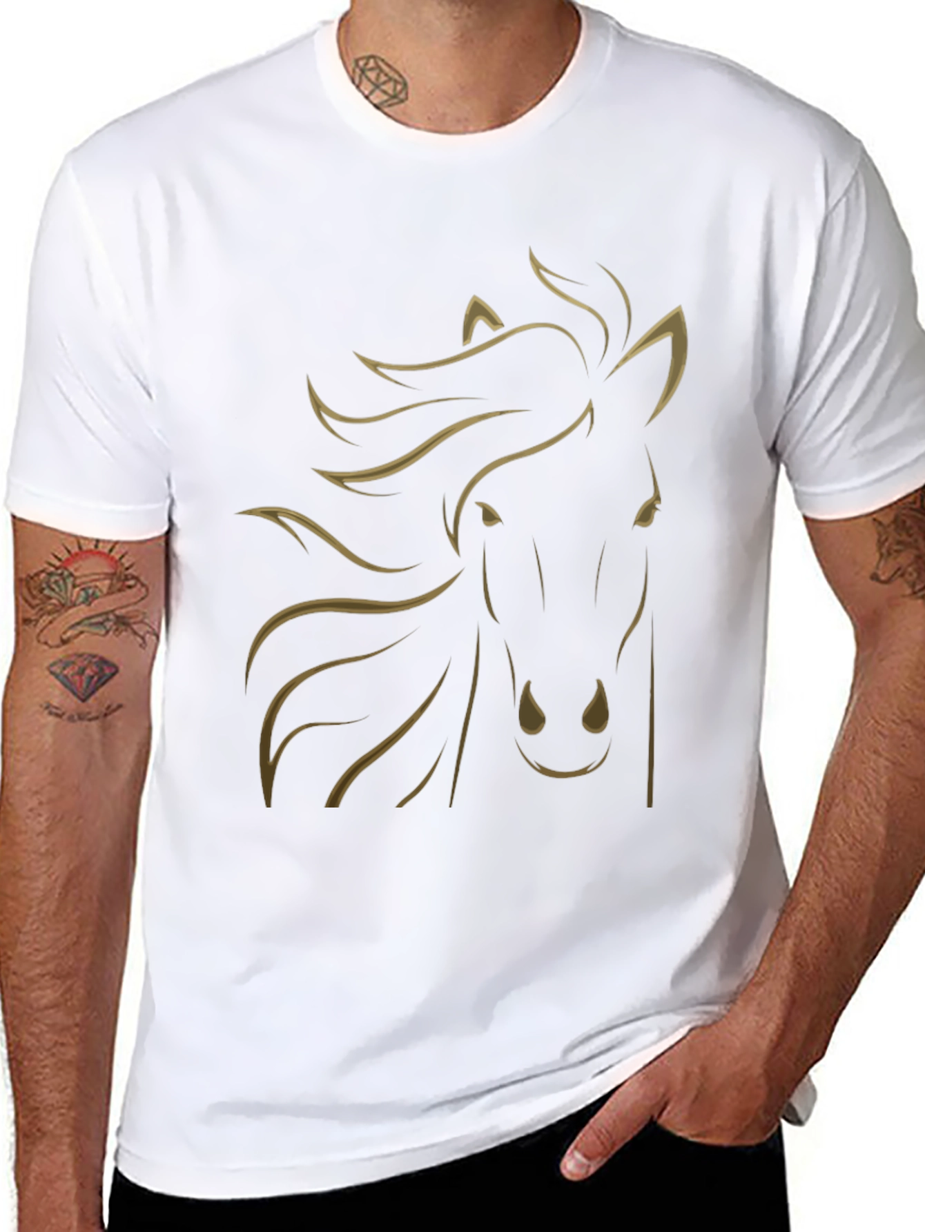 Black Horse Graphic Tee - Stylish Mens T-Shirt