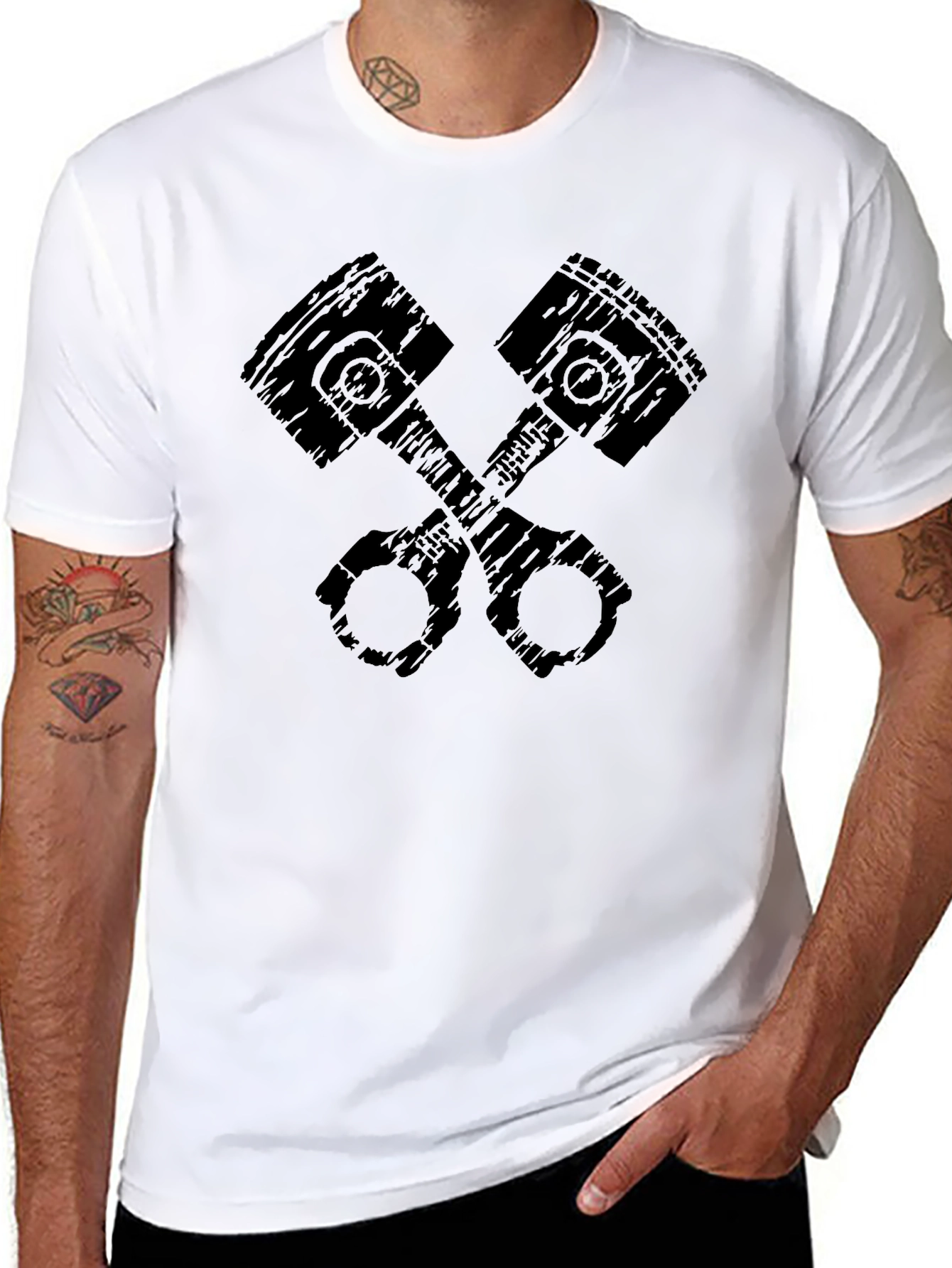 Mens Black Crossed Pistons Graphic T-Shirt