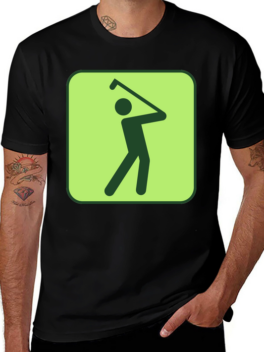 Golf Swing Graphic Tee - Black Cotton T-Shirt