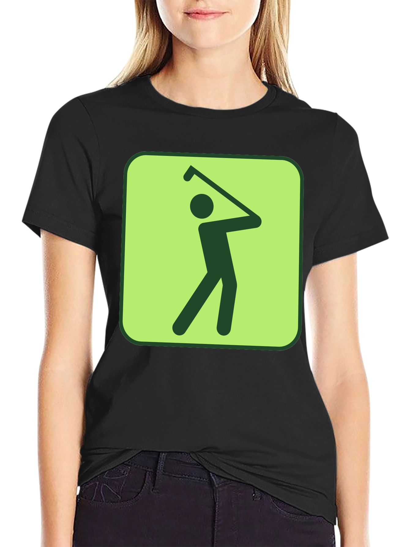 Golf Swing Graphic Tee - Black Cotton T-Shirt