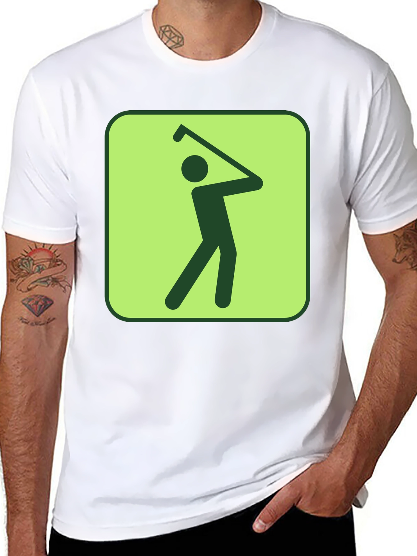 Golf Swing Graphic Tee - Black Cotton T-Shirt