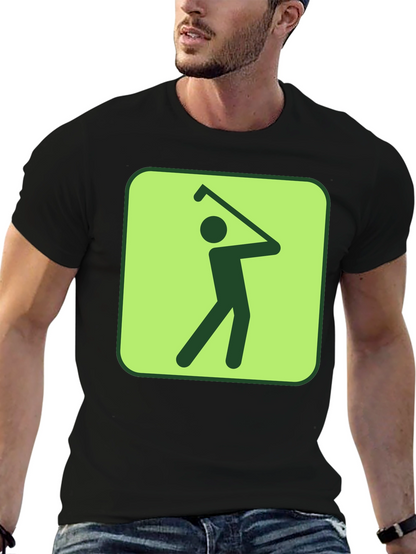 Golf Swing Graphic Tee - Black Cotton T-Shirt